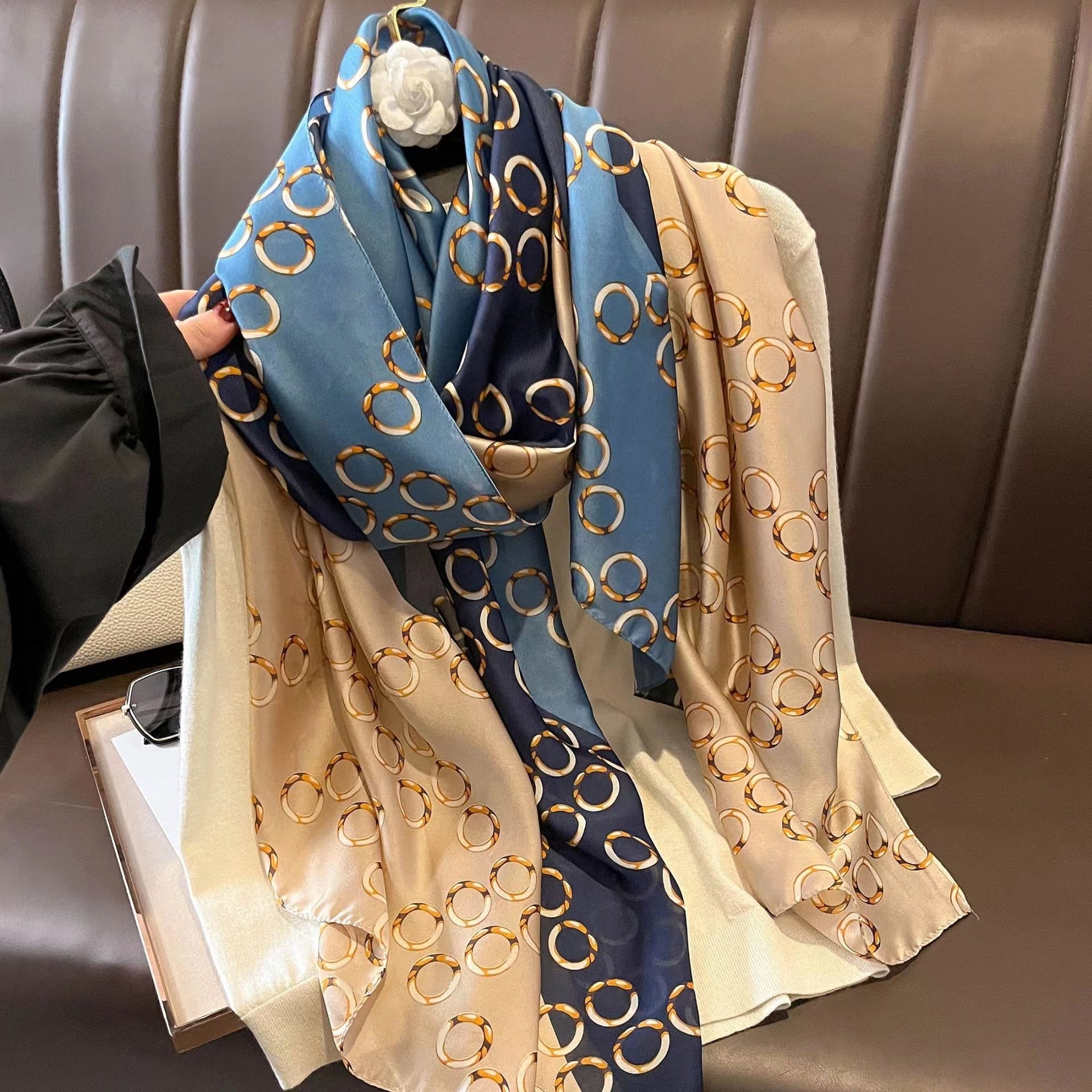 Women's Silk Scarf  Lv scarf, Luxury silk scarves, Womens scarves